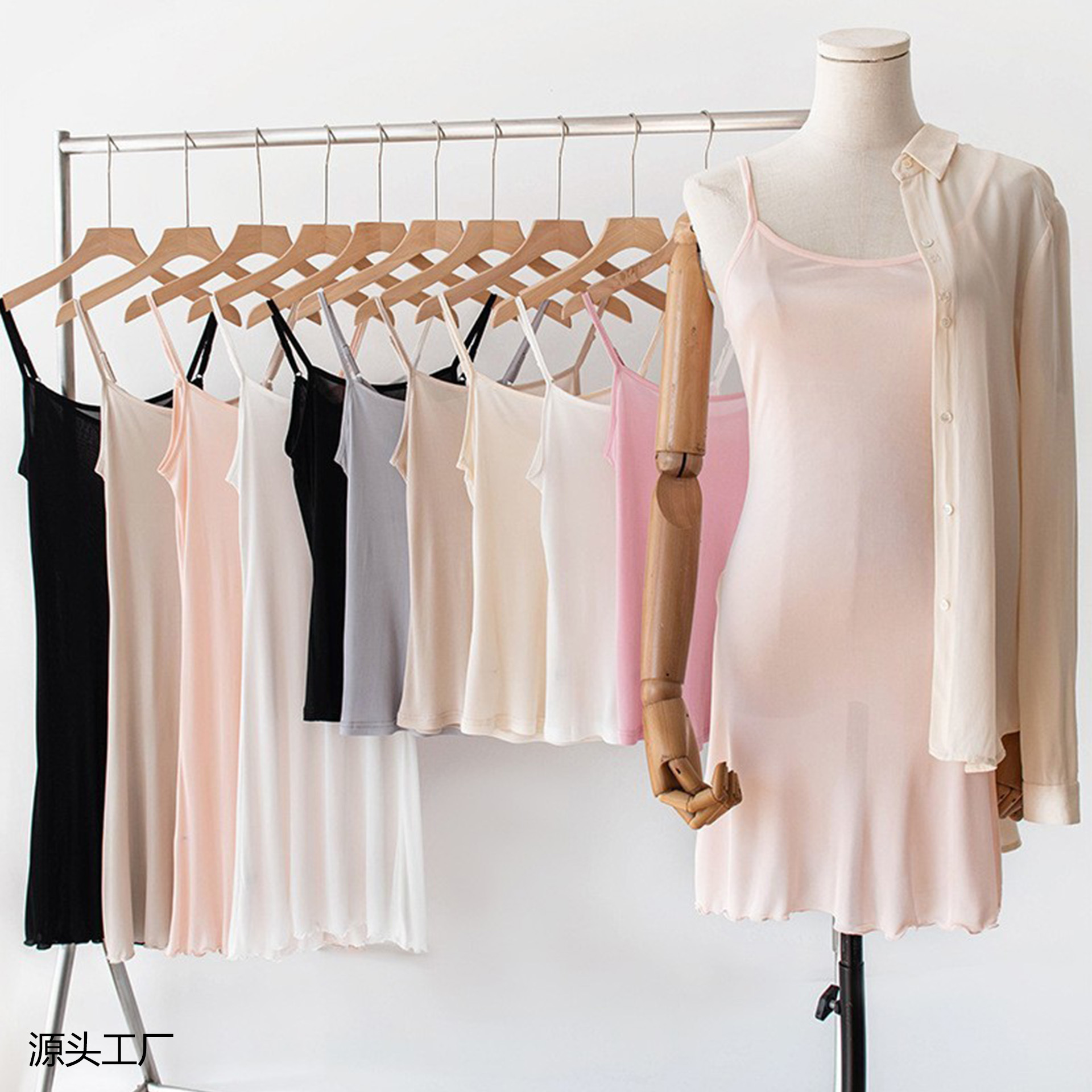 실크 짧은 잠옷 2025 봄과 여름 편안한 얇은 라운드 넥 캐미솔 뽕나무 실크 홈웨어 통기성