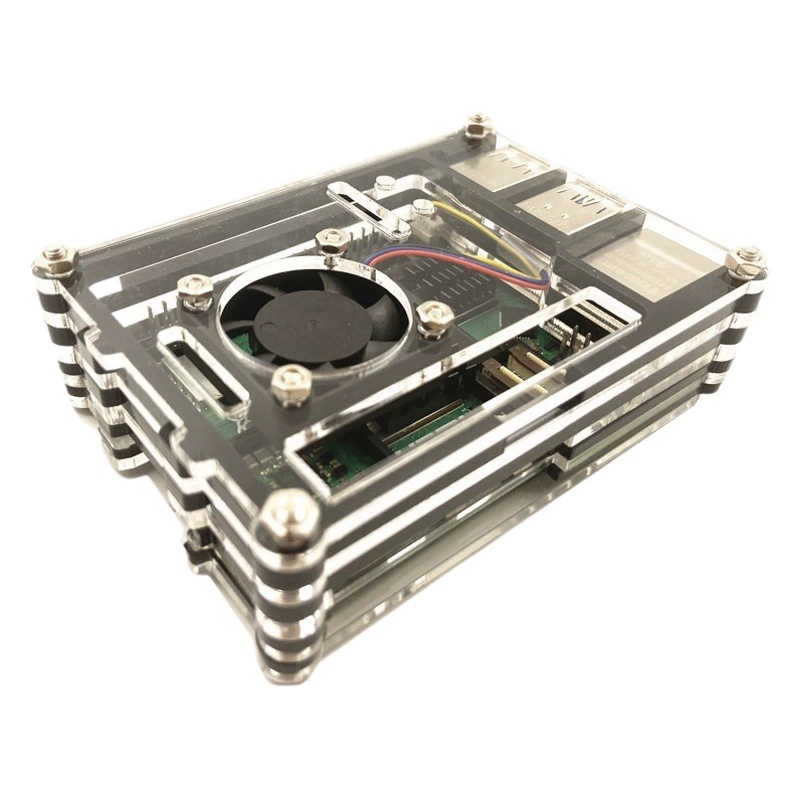 Корпус Raspberry Pi 5-го поколения 210, совместимый с радиатором с ШИМ-регулированием температуры, активным охлаждением, прозрачный корпус Raspberry Pi 5B