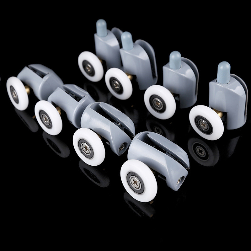 淋浴房移门铜轴弹跳轮 灰色尼龙淋浴房滑轮配件 门窗塑料滑轮