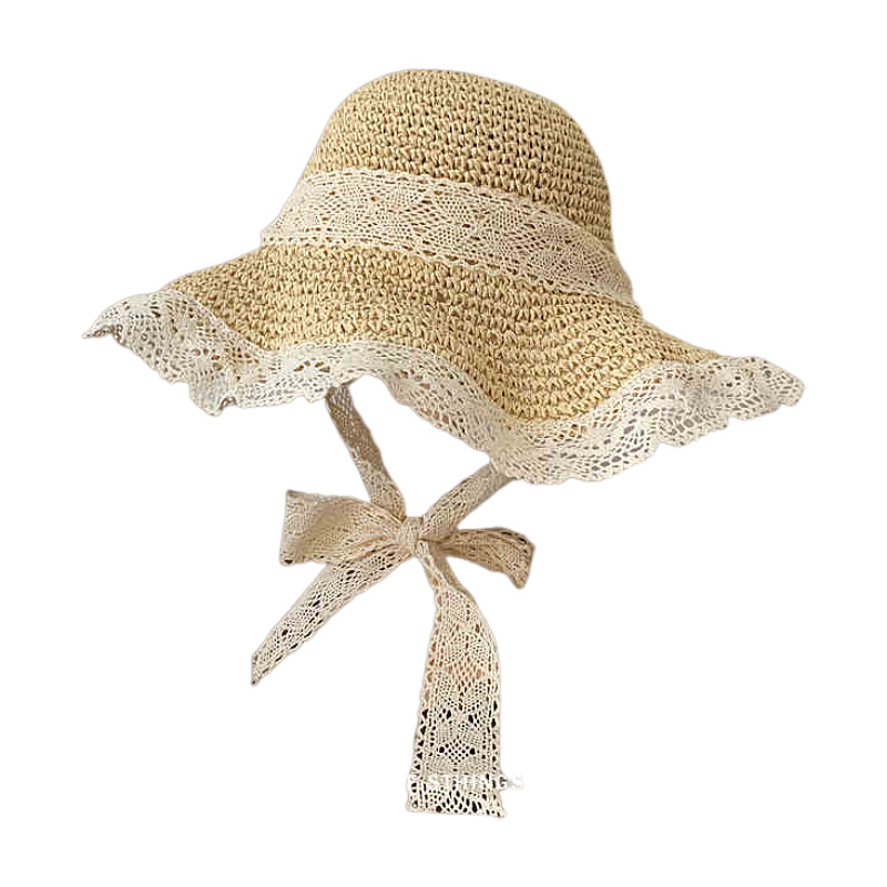 112g Weight Straw Hat Hats Type Casual, Outdoor Occasion Papyrus Material Bow Knot Pattern Spring&Summer Season Women's Gender Hawaiian, Tropical, Sweet Style Curved Eaves, Ruffles Rim Women's Hawaiian Tropical Sweet Bow Knot Curved Eaves Ruffles Straw Hat 39