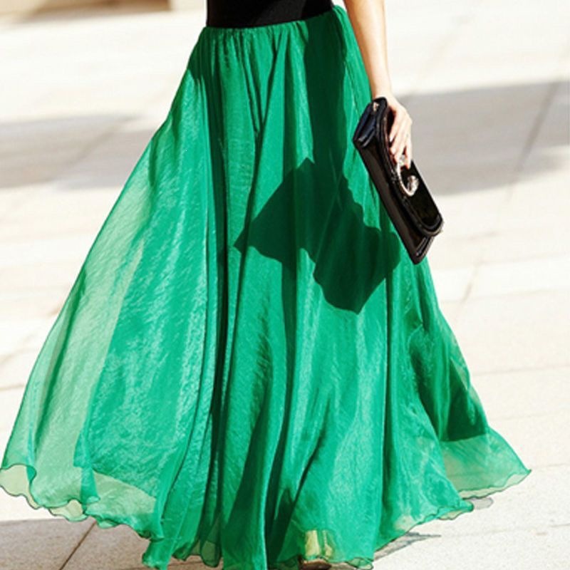 Váy maxi bohemian dáng xòe 8m chất chiffon đi biển mùa hè 2026 — Xanh da trờicolor, Xanh ngọc bích, Đậu đỏ tím, màu bạc chi tiết 18