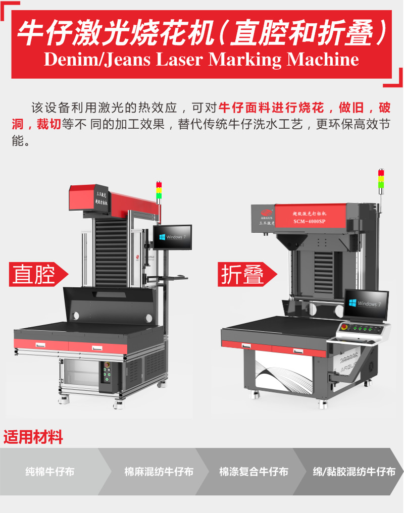 布匹牛仔面料激光裁片 牛仔面料激光裁片烧花机
