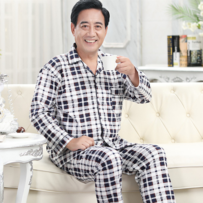 2024 nuevo pijama a cuadros para hombres primavera y otoño algodón de manga larga tamaño grande otoño y invierno para hombres se puede usar ropa para el hogar