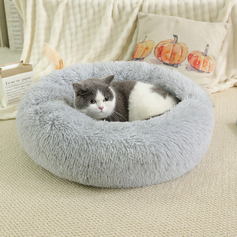 Factory wholesale plush round kennel cat nest pet nest autumn and winter thickened pet bed dog mat cat mat pet mat