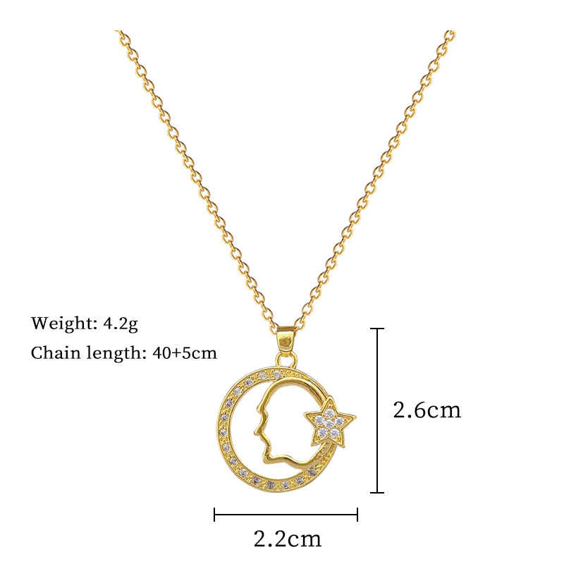 Gorgeous Pentagram Necklace Titanium Steel Full Diamond Jewelry_voghion.com