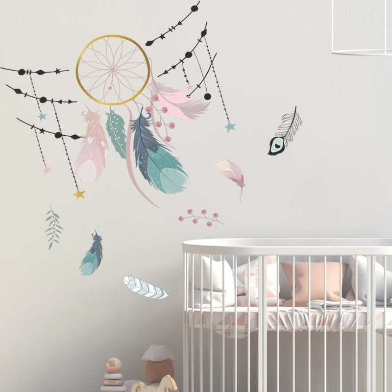 Cartoon Feather Dream Catcher Cloud Children's Wall Sticker display picture 4