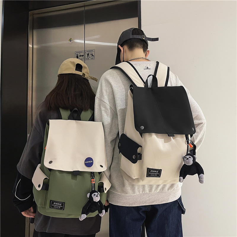 背包男双肩包书包女初中生ins潮酷时尚高中简约帆布大容量电脑包