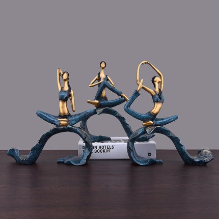 Cute yoga girl desk ornament mini scene for wholesale, girl's room decoration, fitness display, Instagram-style