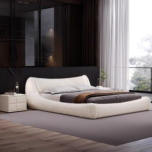 Cloth Bed Modern Simple Light Luxury High-end Atmospheric Master Bedroom Queen Bed Italian Style Minimalist 1.8 m Double Bed Soft Bag Bed