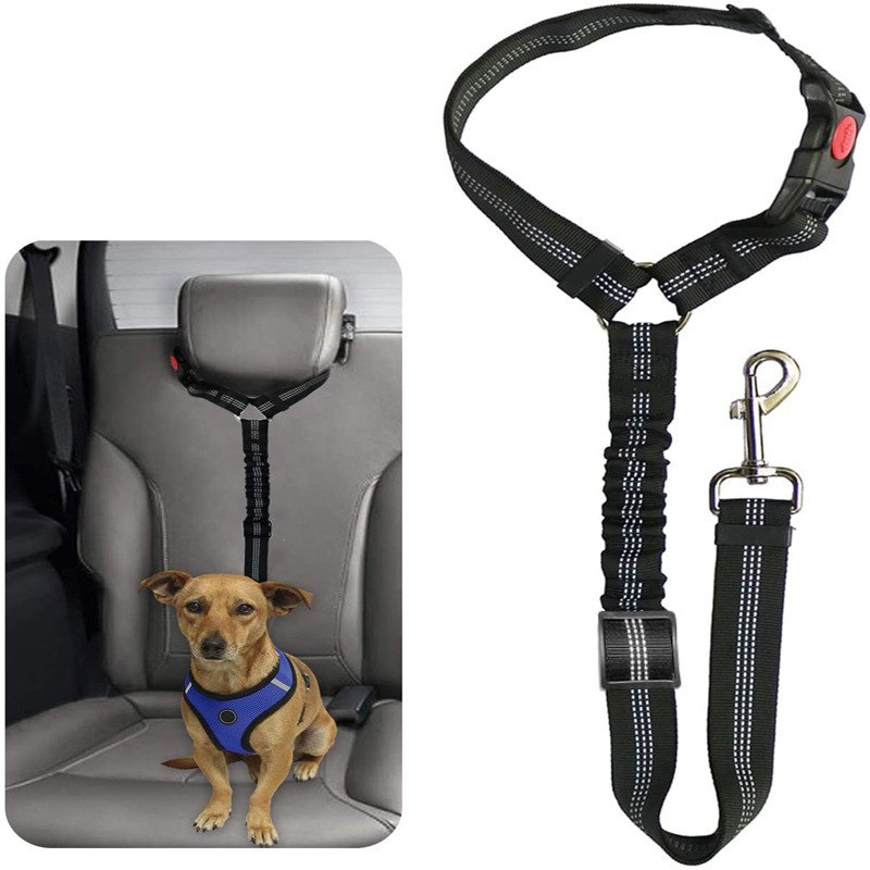 Cross-Border Outdoor Small and Medium-Sized Pet Car Seat Belt Rope, Comfortable One-Rope Multi-Purpose Dog Poop Bag, Dog Bowl Leash