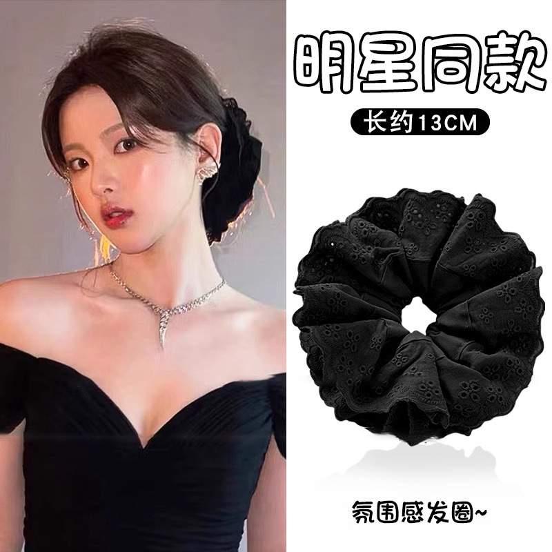 Cabeza de encaje blanco tridimensional francés color collar anillo de cabello para mujeres 2025 nuevo gran temperamento caballo cordón tocado