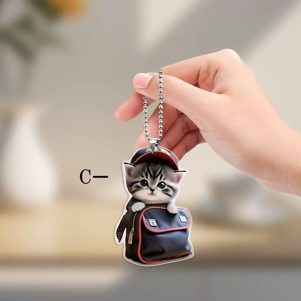 Neu Kreative Welpen Rucksack Acryl Auto Anhänger Nette Teddy Hund Keychain Zubehör Hängende Dekoration_voghion.com