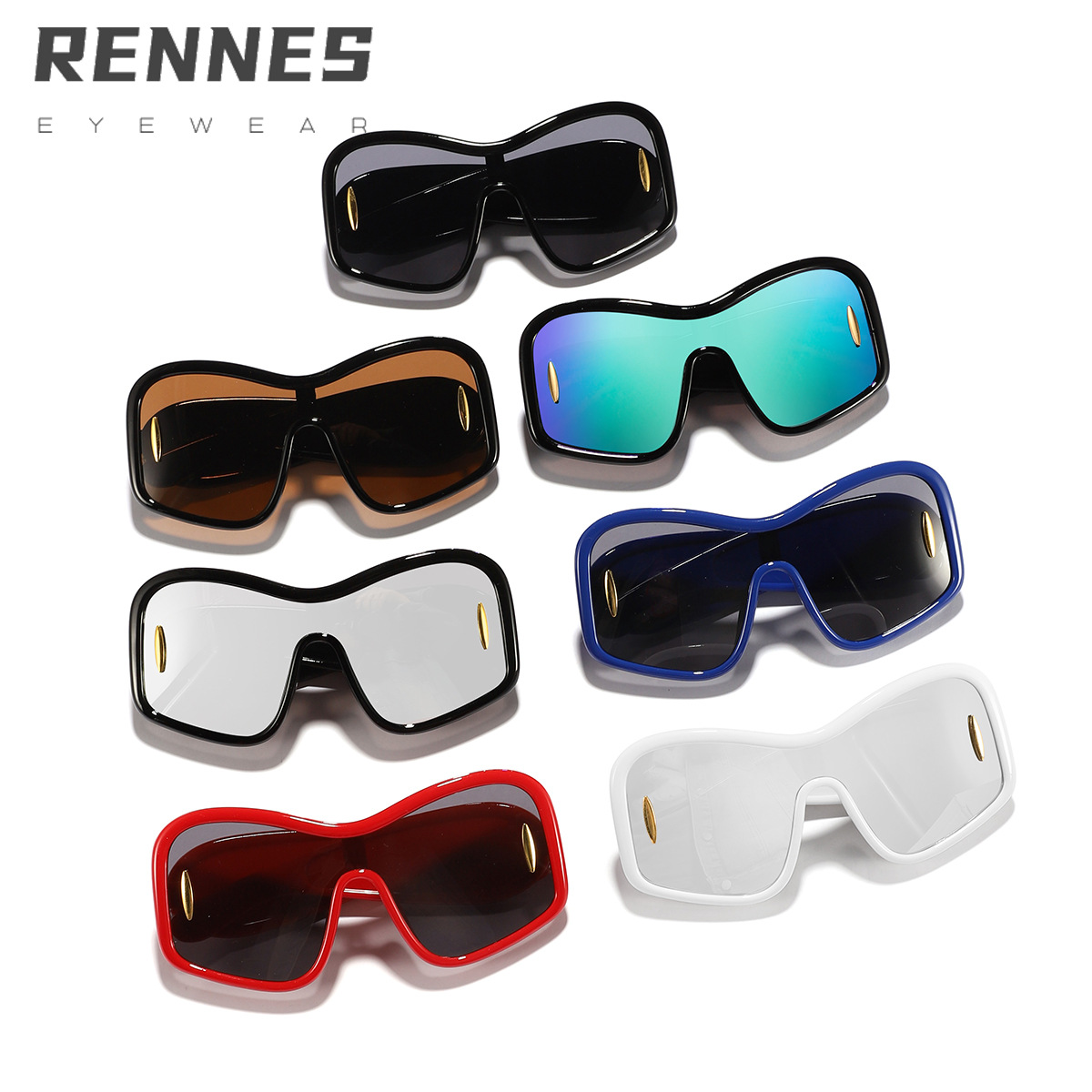 Nueva película todo en uno Y2K para niños, marco generoso, calle hip-hop, gafas de sol al aire libre, gafas de sol con sentido de la tecnología del futuro