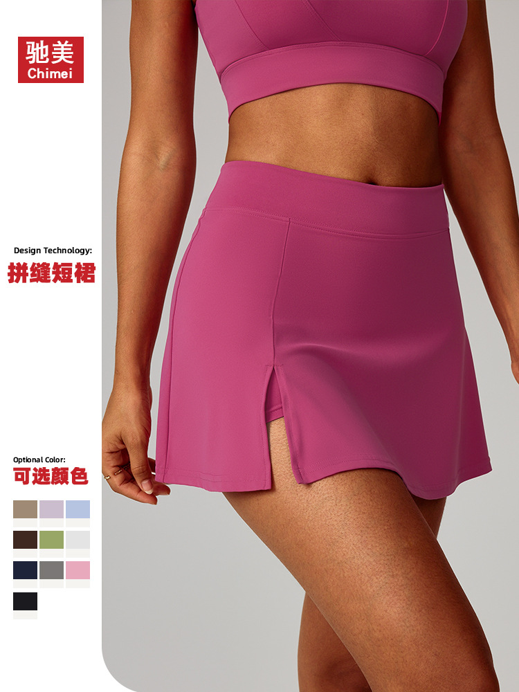 Chimei primavera y verano falda de yoga de cintura alta mini culottes transpirables correr fitness tenis falda deportiva anti-luz transfronteriza