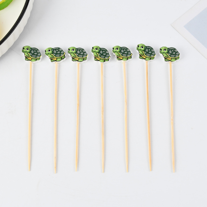 Animal creativo tortuga horquilla de fruta decorativa horquilla de fruta bandeja de bambú desechable horquilla de moda horquilla de vino suministro de fábrica