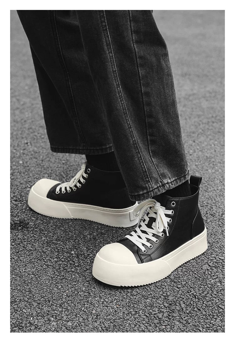 Baskets ShoeVault Big Toe décontractées, style américain urbain, semelle épaisse rehaussante, derby pour homme, collection 2025, polyvalentes et idéales pour les trajets quotidiens._voghion.com