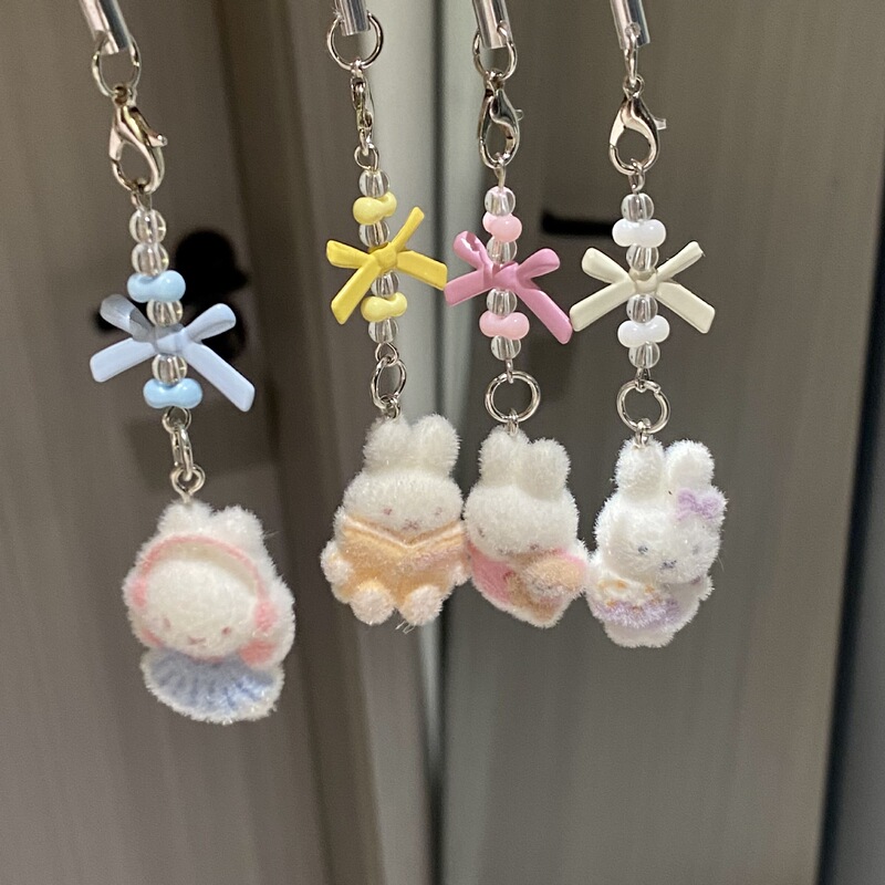 Cute Cartoon Bow Miffy Rabbit Phone Strap Pendant, Girly Style, Student Bag Pencil Case Ccd Pendant Gift