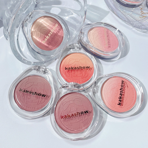kakashow vitality girl gradient blush matte fine glitter student party daily whitening peach milk tea color rouge