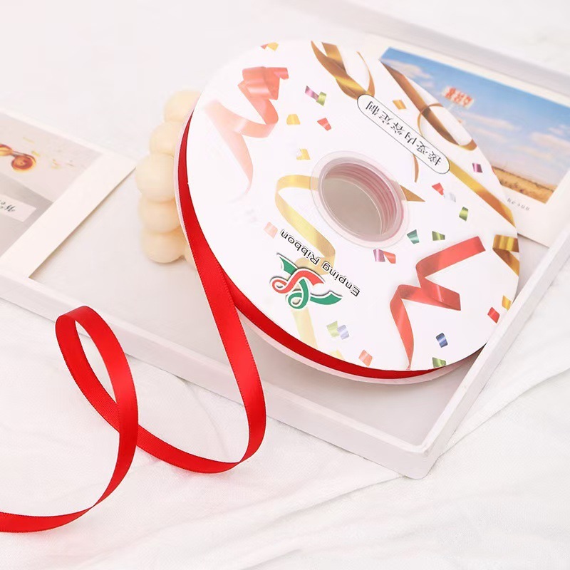 1cm de poliéster de doble cara cinta de color puro decoración de pastel caja de regalo embalaje floral cinta horneado cinta de decoración