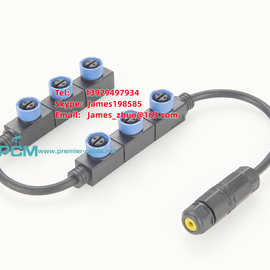 M15防水连接器IP68户外照明分配器插头2pin电缆Led灯电缆分离器