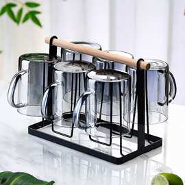 玻璃杯耐热泡茶杯牛奶果汁杯高硼硅水壶水具家用套装带把手喝水杯