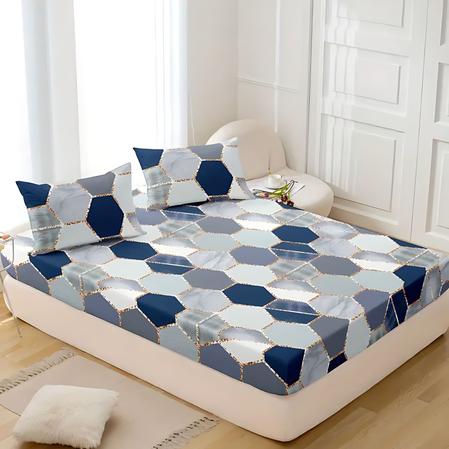 TEMU / JIT Amazon de lujo patrón geométrico digital impresión de la fuente del fabricante de la cama Kasa Kit puede hacer