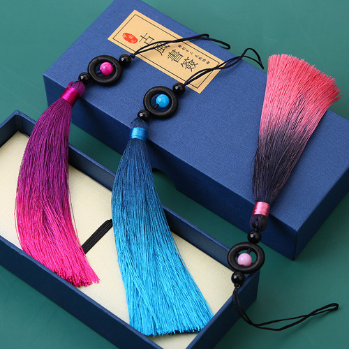 Gradient tassel tassel transfer bead pendant ice silk vertical tassel press lapel car hanging bookmark hanging tassel accessories