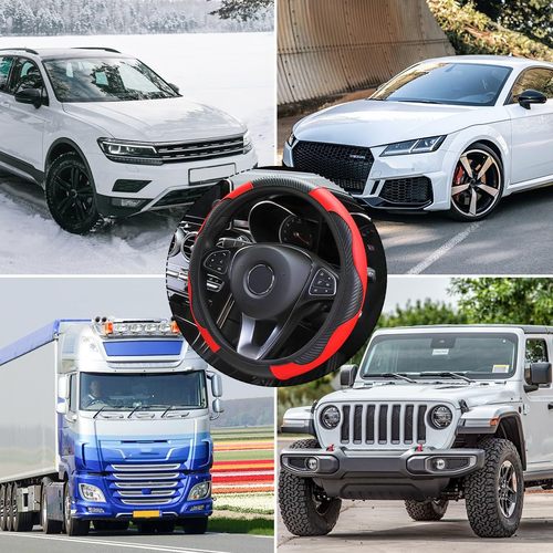 Cross-border best-selling carbon fiber pattern elastic steering wheel cover, all-season universal no inner ring leather steering wheel cover wholesale and distribution