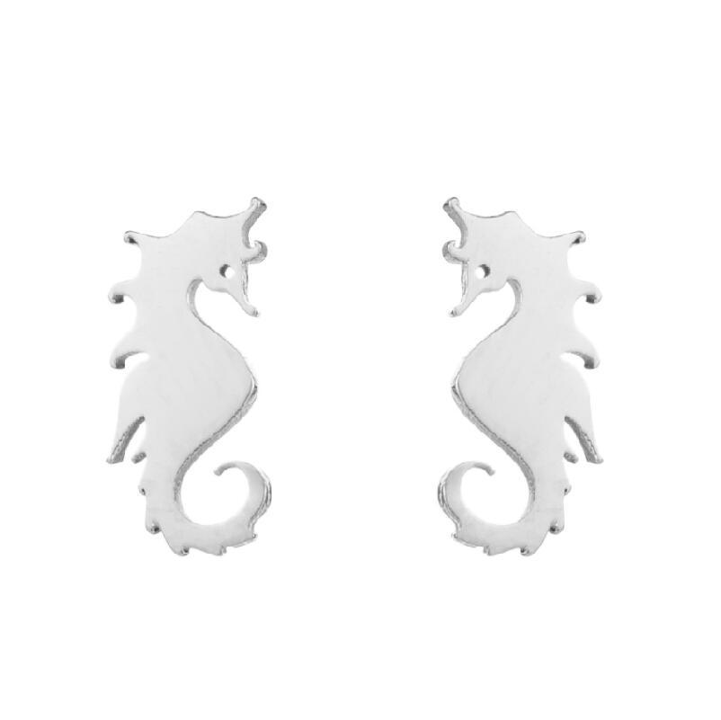 Women's Fashion Hippocampus Stainless Steel No Inlaid Ear Studs Stainless Steel Earrings display picture 2