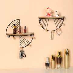 簡約鐵藝牆壁置物架家用客廳臥室手辦展示架首飾物品帶掛鈎收納架