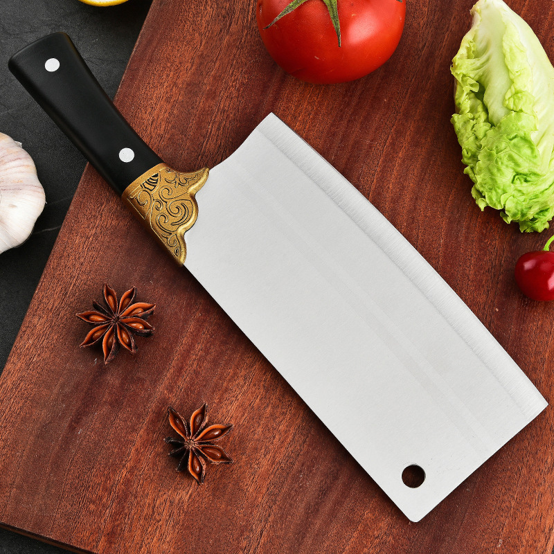 Fábrica de acero inoxidable dibujado cuchillo de cocina cuchillo de corte cortador de carne rayas cuchillo de corte de cocina cuchillo de red