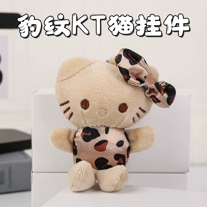 Осенне-зимний плюшевый леопардовый принт KT, подвеска в виде кошки, колокольчик, гарнитура для мобильного телефона, ремешок для ключей от машины, подвеска с рисунком, милый