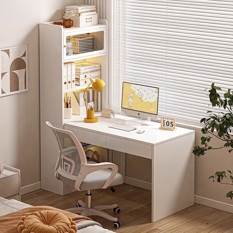Desk Bookshelf Integrated Table Small Apartment Desktop Computer Table Home Student Adult Bedroom Study Writing Table