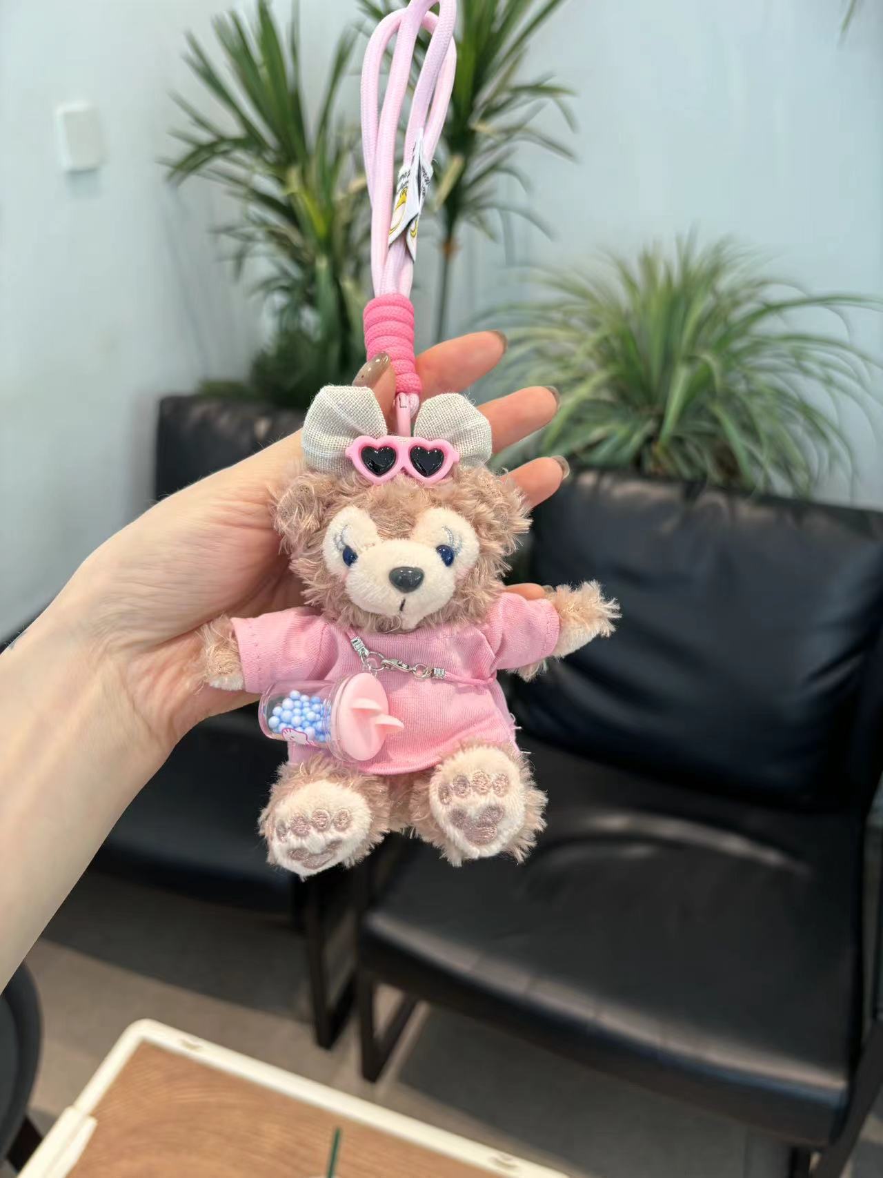 Nuevo Duffy oso llavero de automóvil lindo caricatura muñeca de peluche bolsos colgantes chicas pareja muñeca colgantes