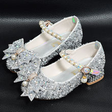 女童高跟鞋2025春秋新款水晶配礼服小皮鞋公主女宝软底表演儿童鞋