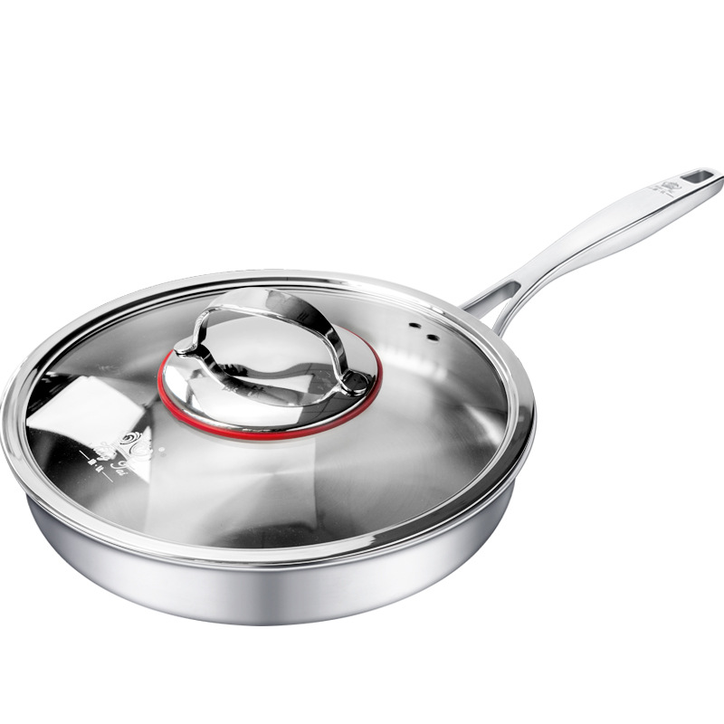Sartén Kangtai de titanio puro, sin recubrimiento, antiadherente, de fondo plano, apta para cocinas de inducción y de gas, utensilios de cocina de 22/24 cm, sartén antiadherente.
