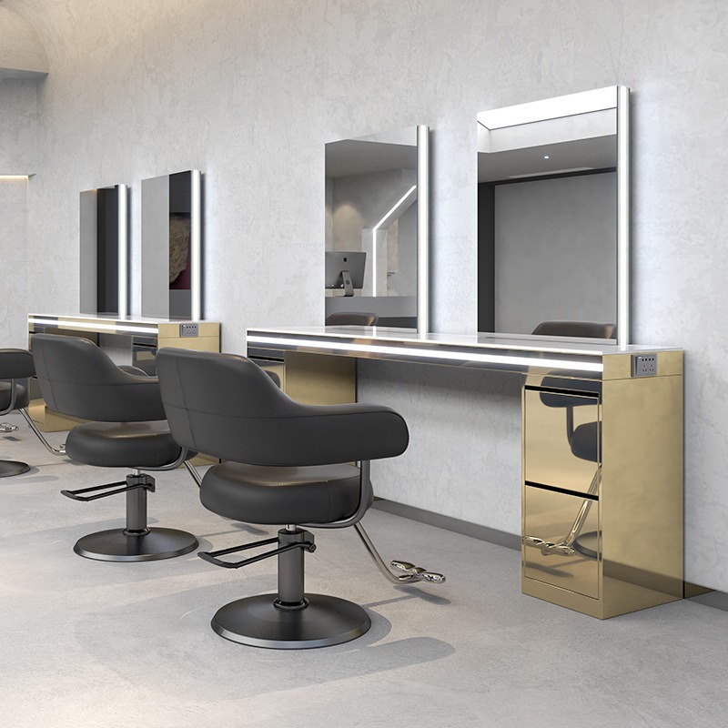 Barbería de alta calidad espejo red salón de peluquería espejo tabla especial de acero inoxidable mármol cortadora tabla de permafrada