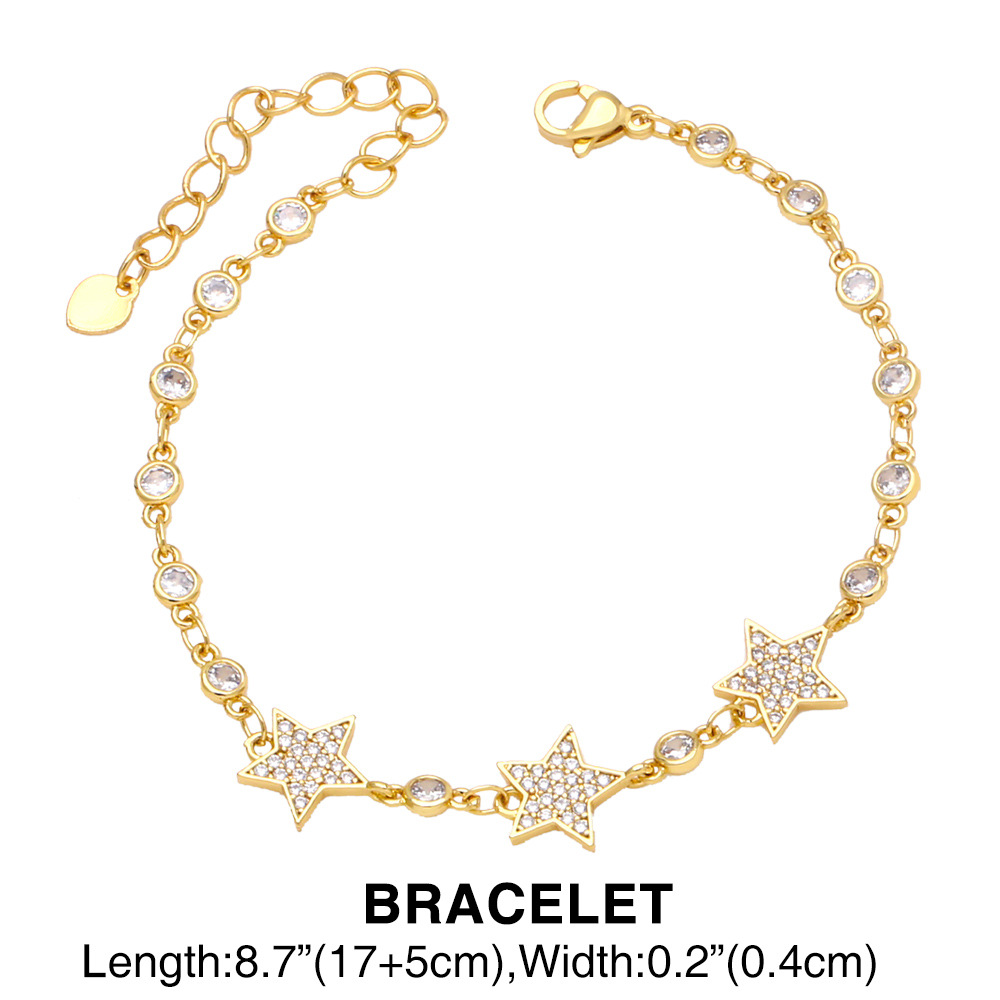 Fashion Star Copper Inlay Zircon Bracelets Necklace