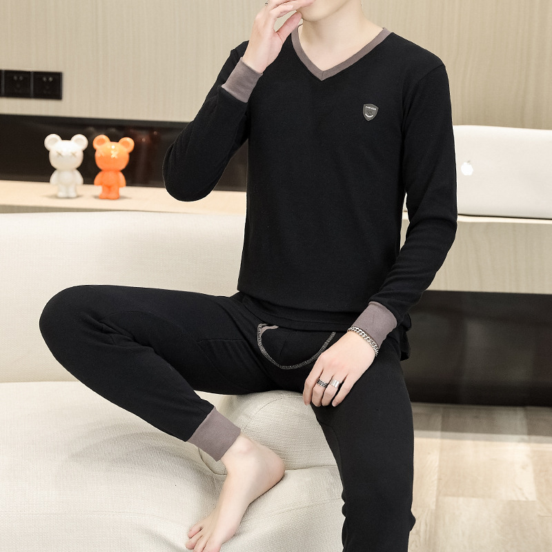 Pure Cotton Autumn Clothes and Long Pants Set for Men, Teenagers, High School Students, Thermal Underwear for Boys, All-Cotton Thermal Tops and Pants
