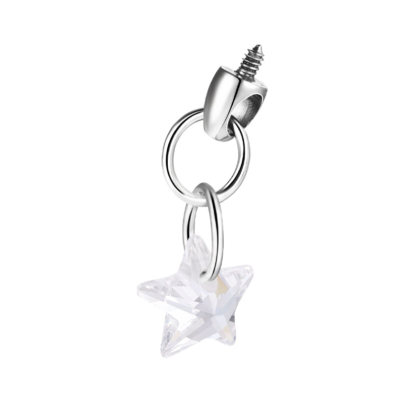 Zesen F136 Titanium Alloy Water Drop Bullet Head Internally Threaded Lip Nail 0.9mm Tooth Lip Nail Ear Bone Nail Accessories Crystal Zircon detail image 11