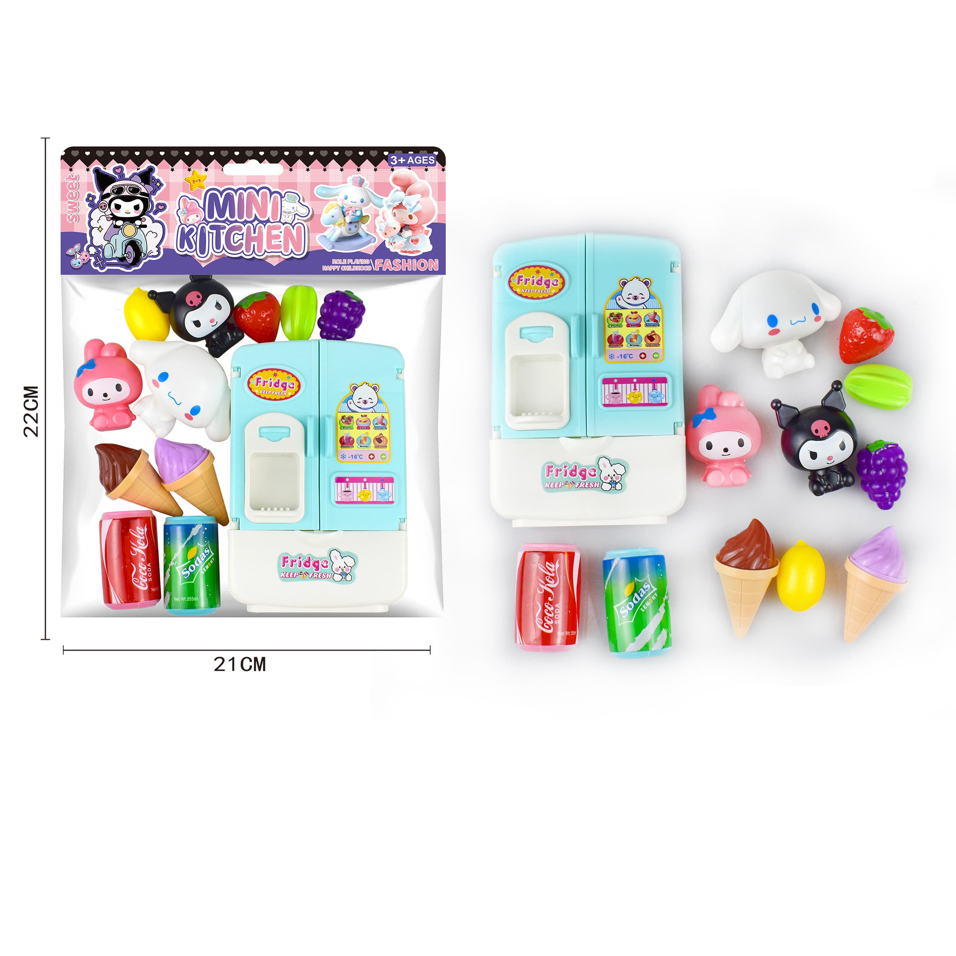 Sanrio juego a la casa juguetes Kuromi Mereti fruta utensilios de cocina lavabo juguetes para bebés premios