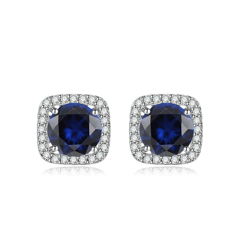 Retro sapphire square pendant, earrings, ring, stone inlay, jewelry, European style