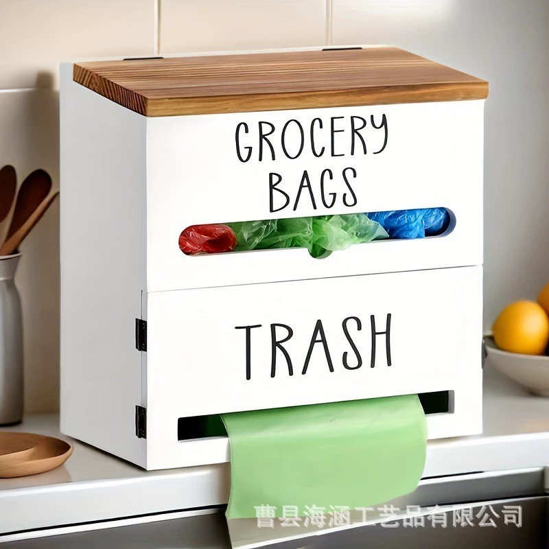 Трансграничная деревянная коробка для хранения мешков для мусора