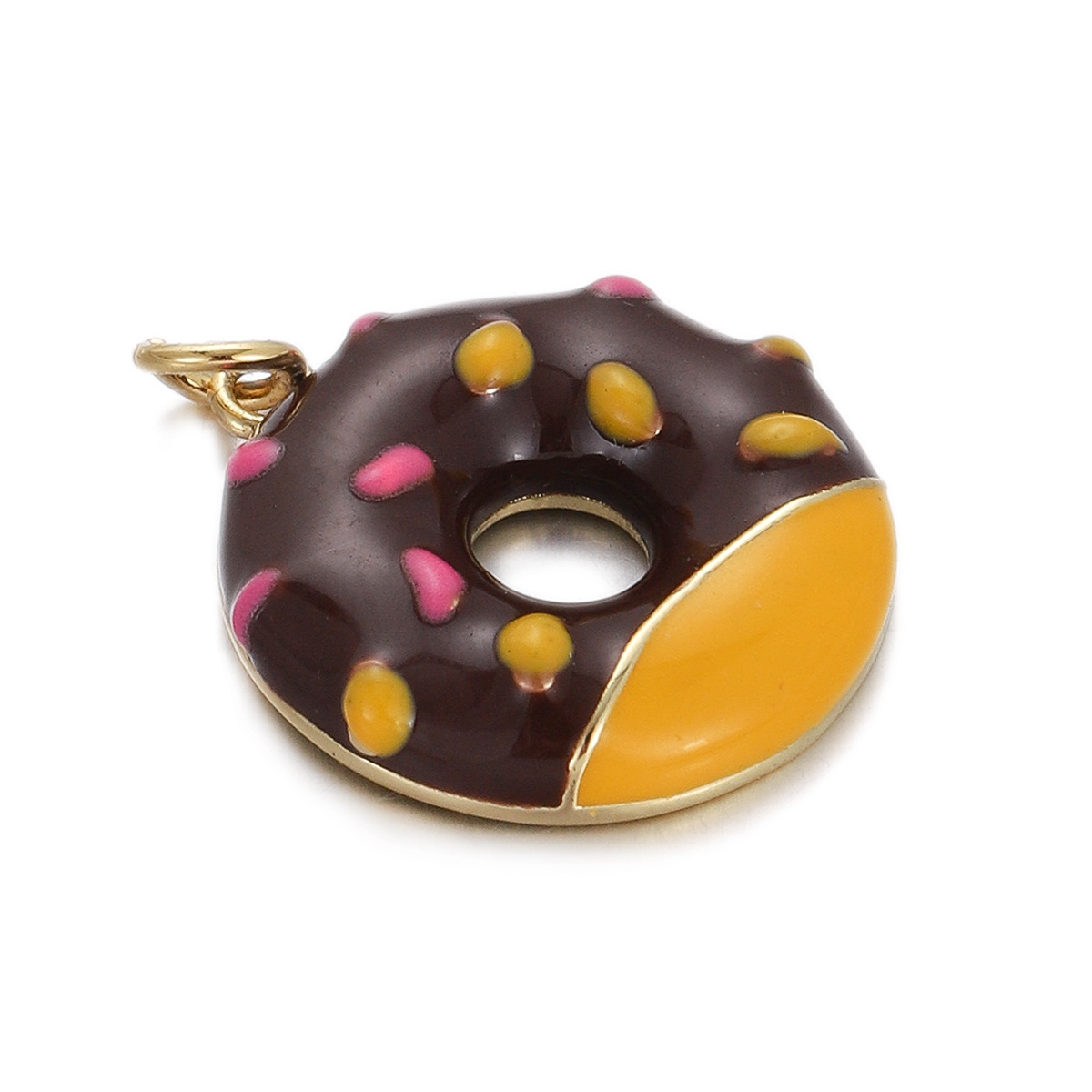 4g Weight Pendant Jewelry Making Type Gold Plated Plating Material Zircon Inlay Material 1 Piece Quantity Holiday Occasion Copper Material Donuts Pattern Women's Gender Enamel Design Simple Style Style 1 Piece Copper Zircon Gold Plated Donuts Pendant 15
