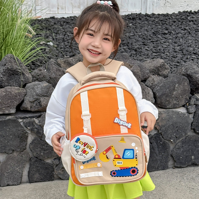 Kindergarten escuela primaria mochila escolar dibujos animados linda excavadora para niños y niñas mochila nueva mochila para niños de gran capacidad