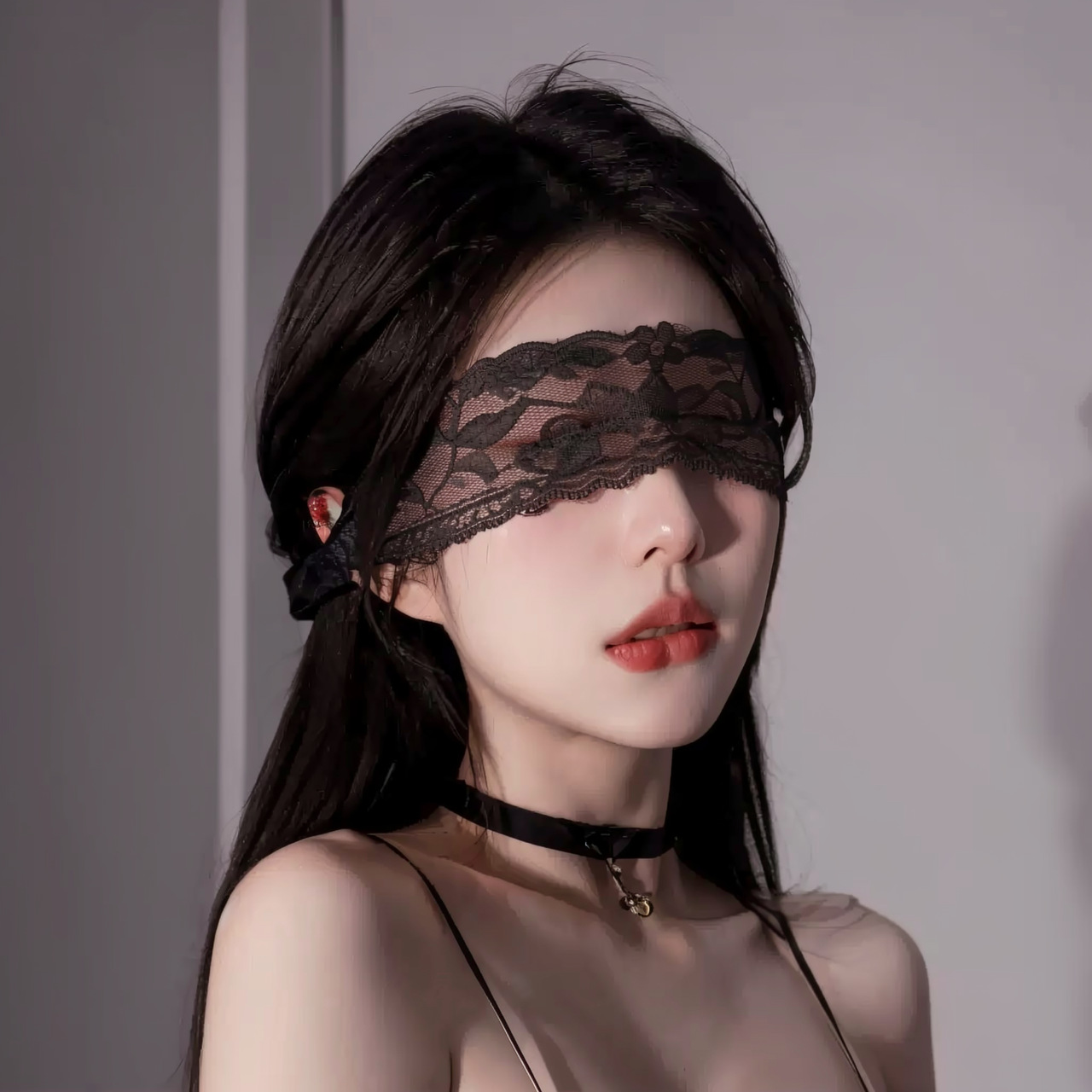 Amazon adult party lace mask black sexy eye mask lingerie set lace cutout
