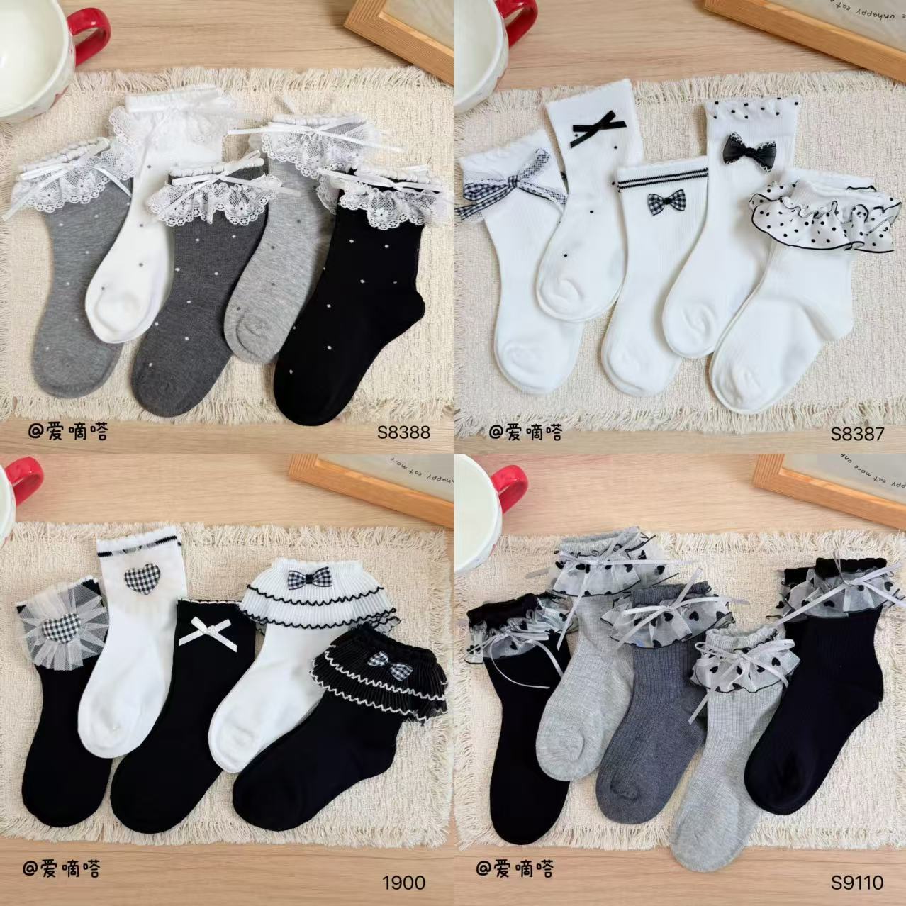 爱嘀嗒儿童袜子四季饰品中筒花边舞蹈公主女精梳棉1-15岁厂家批发