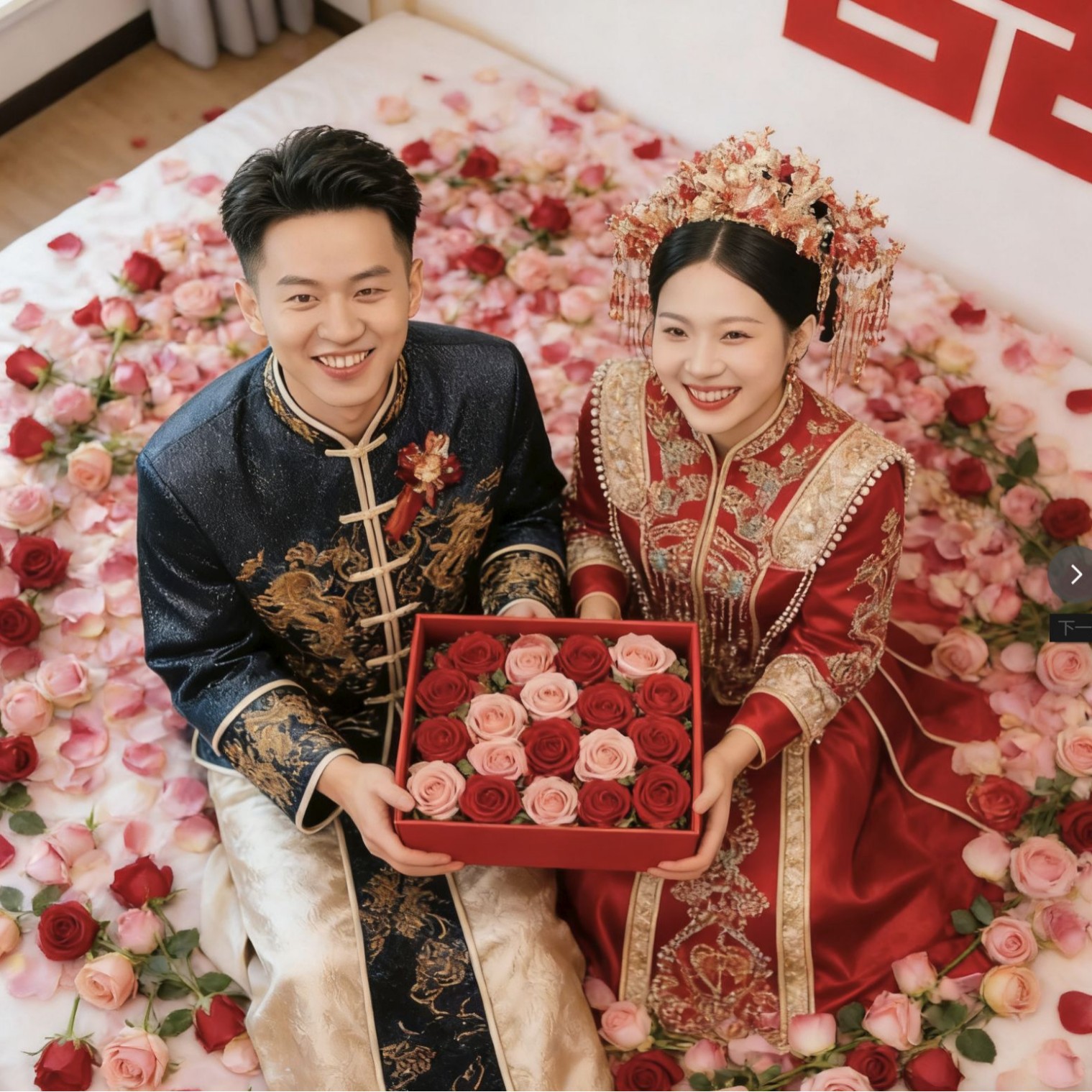 Simulación de pétalos de flores props de boda Simulación de rosas Ramos de flores Novio todo el camino Ropa de la mañana Novio compromiso Flores de mano