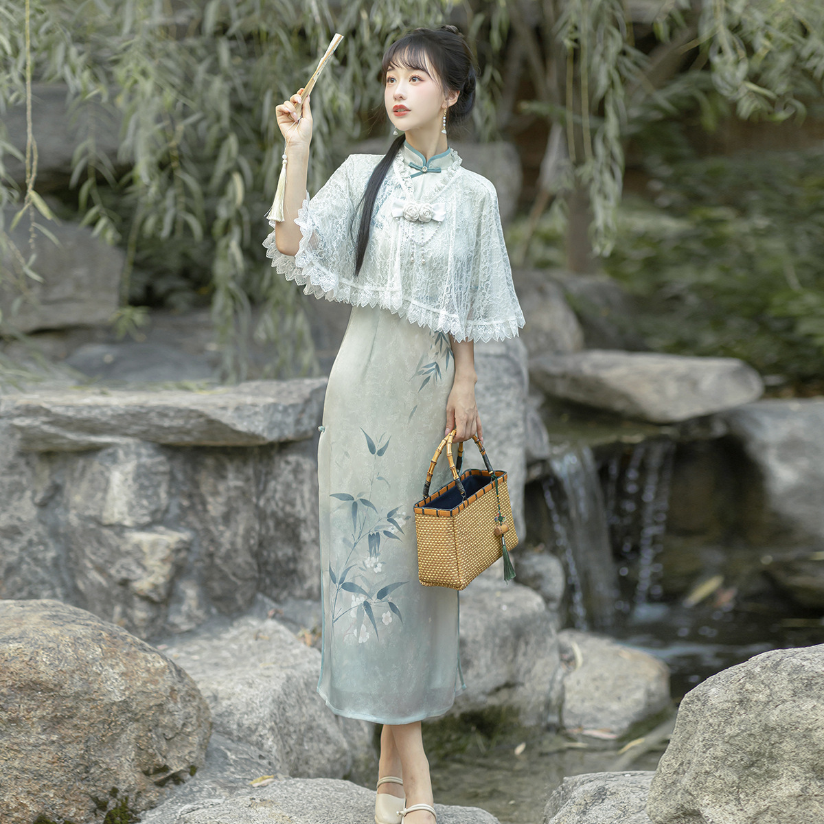 Original Kongshan nueva lluvia Han ropa de mujer estilo chino mejorado estilo diario chino elemento cheongsam conjunto de vestido 8689