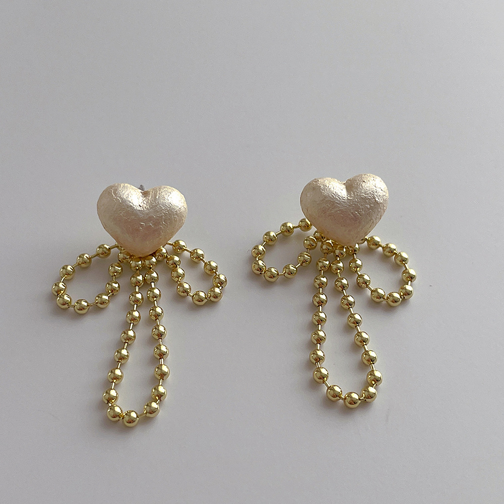 1 Pair Fashion Heart Shape Metal Pearl Plating Womenu0027S Drop Earrings